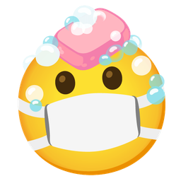 face with medical mask and soap