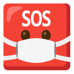 face with medical mask and SOS button