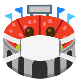face with medical mask and stadium