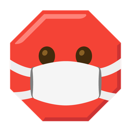 face with medical mask and stop sign