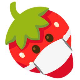 face with medical mask and strawberry