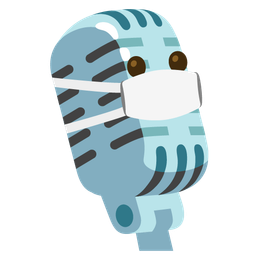 face with medical mask and studio microphone