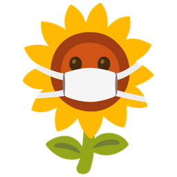 face with medical mask and sunflower