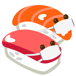 face with medical mask and sushi