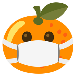 face with medical mask and tangerine