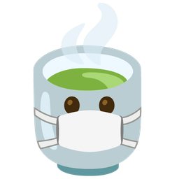 face with medical mask and teacup without handle