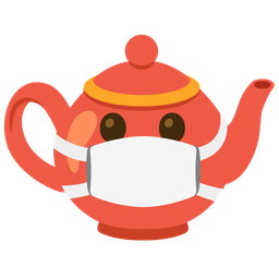 face with medical mask and teapot