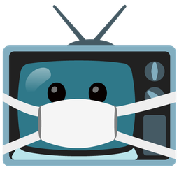 face with medical mask and television