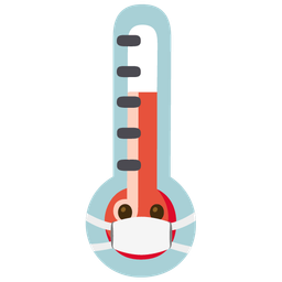 face with medical mask and thermometer