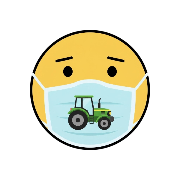 Face with medical mask and Tractor