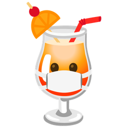face with medical mask and tropical drink