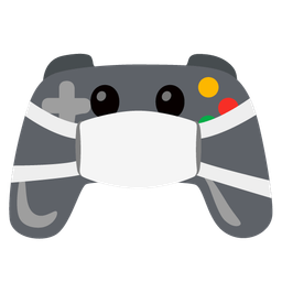 face with medical mask and video game