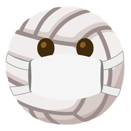 face with medical mask and volleyball