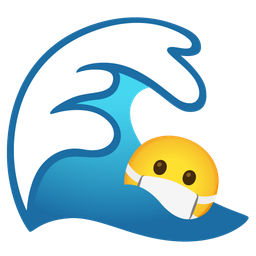 face with medical mask and water wave