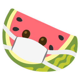 face with medical mask and watermelon