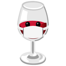 face with medical mask and wine glass