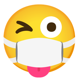 Face with medical mask and Winking face with tongue