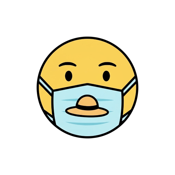 Face with medical mask and Woman’s hat