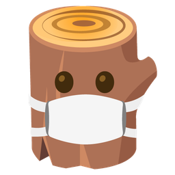 face with medical mask and wood