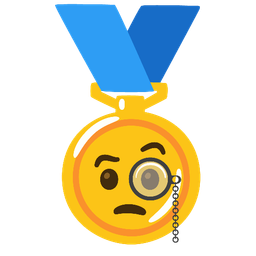 Face with monocle and 1st place medal