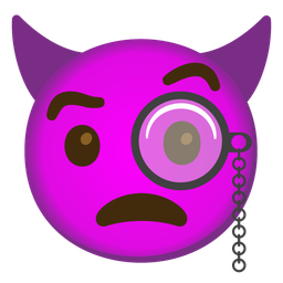Face with monocle and Angry face with horns