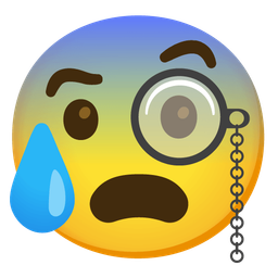 Face with monocle and Anxious face with sweat