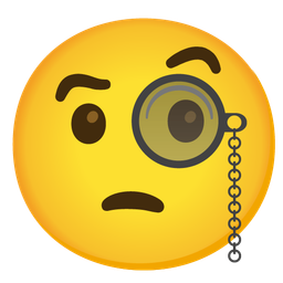 face with monocle and black heart