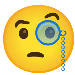 Face with monocle and Blue heart