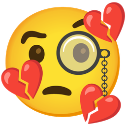 Face with monocle and Broken heart