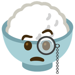 Face with monocle and Cooked rice