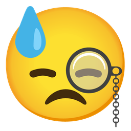 Face with monocle and Downcast face with sweat