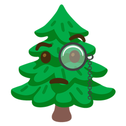 Face with monocle and Evergreen tree