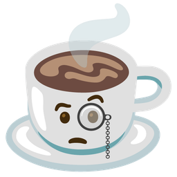 face with monocle and hot beverage