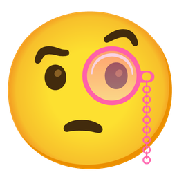 face with monocle and pink heart