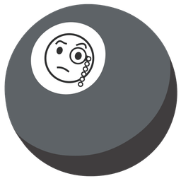 Face with monocle and Pool 8 ball