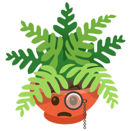 Face with monocle and Potted plant