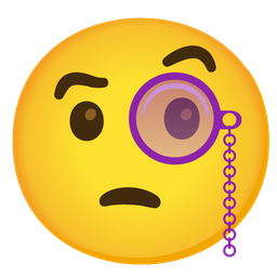 Face with monocle and Purple heart