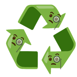 Face with monocle and Recycling symbol