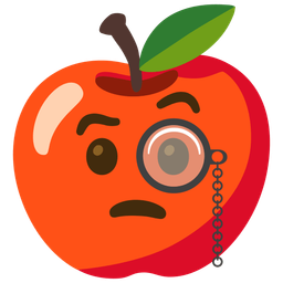 Face with monocle and Red apple