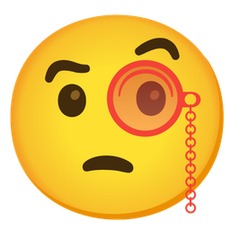 Face with monocle and Red heart