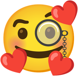 Face with monocle and Smiling face with hearts