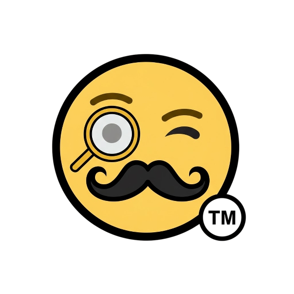 Face with monocle and Trade mark