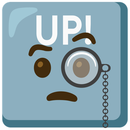 Face with monocle and UP! button