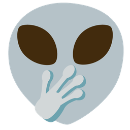 face with open eyes and hand over mouth and alien