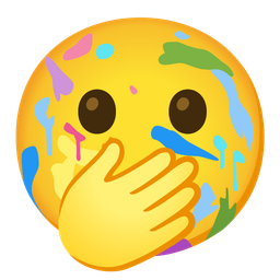 face with open eyes and hand over mouth and artist palette