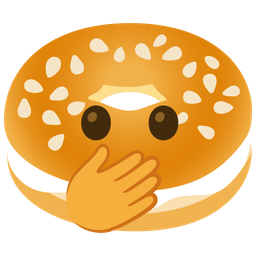 face with open eyes and hand over mouth and bagel