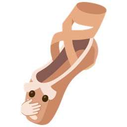 face with open eyes and hand over mouth and ballet shoes