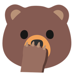 face with open eyes and hand over mouth and bear