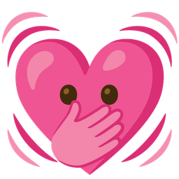 face with open eyes and hand over mouth and beating heart