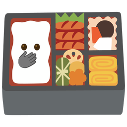 face with open eyes and hand over mouth and bento box